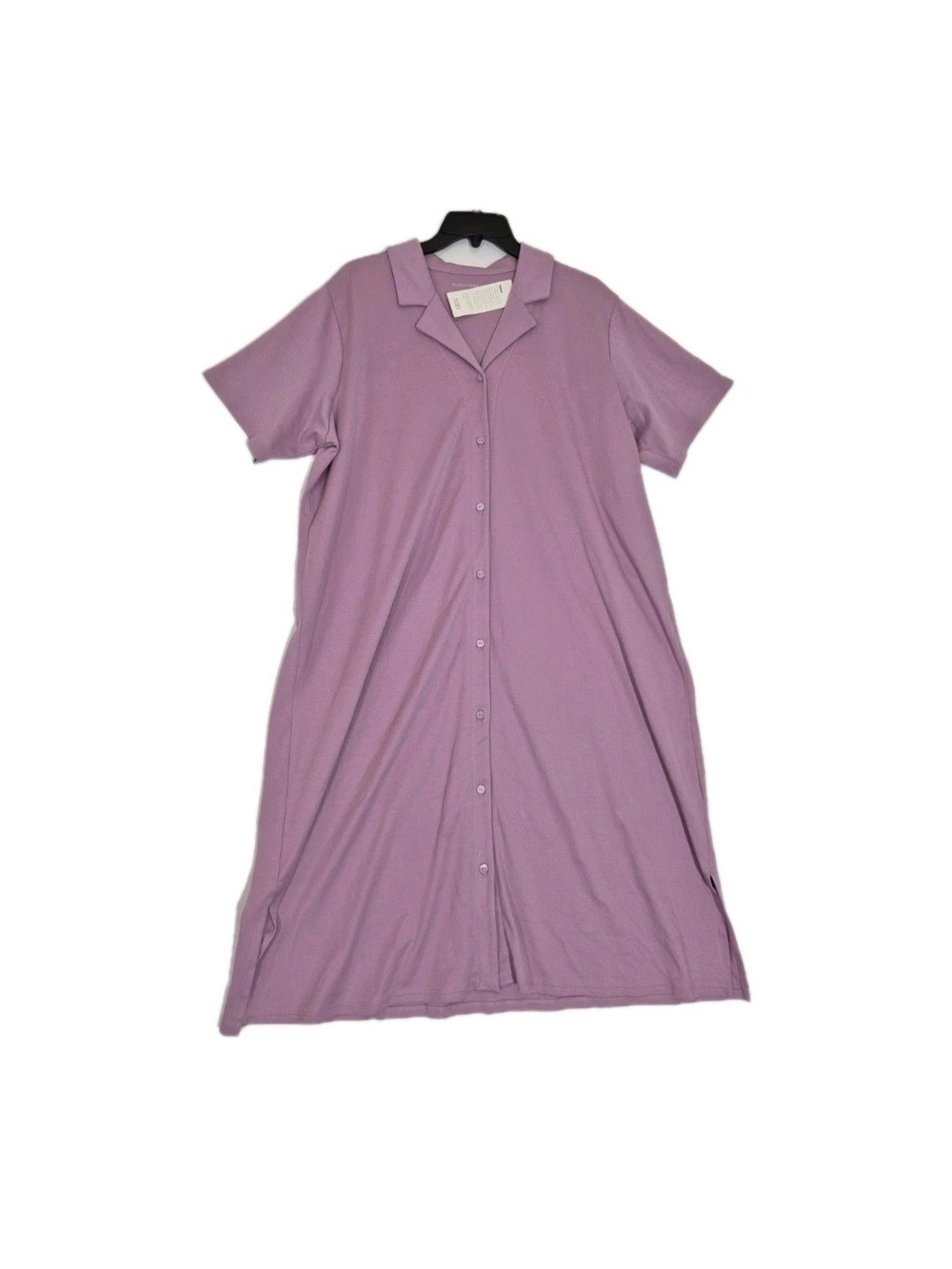 Eileen Fisher Women's Size L Lounge Midi Sleep Shirt Dress Cotton Lilac  28